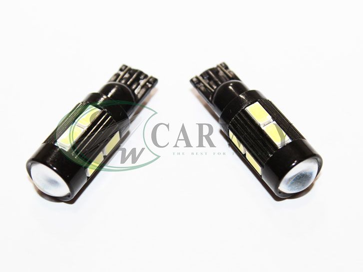 Лампа светодиодная T10 Canbus SMD5730x10 12V White 2шт 16016 Zollex