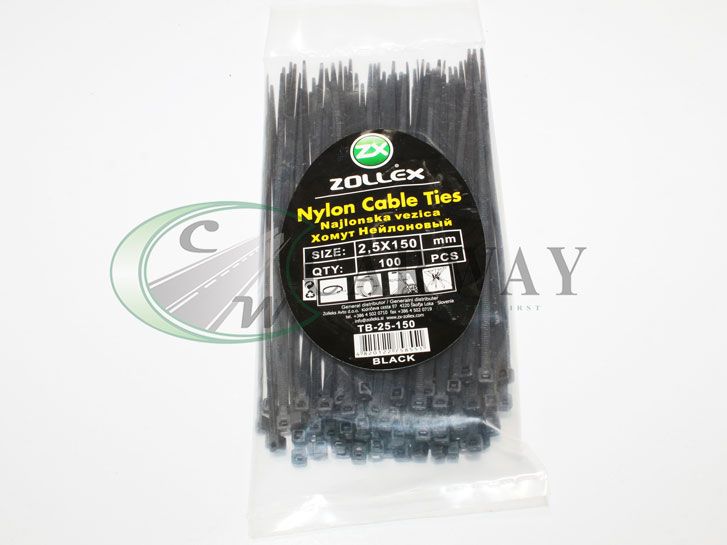 Хомут пластиковый 2,5*150 черный 100шт. Zollex