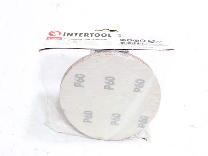 Круг наждачный самоклеющийся 125 мм P 60 (10 шт.) Intertool BT-0506 фото 2