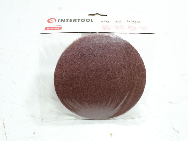 Круг наждачный самоклеющийся 125 мм P 100 (10 шт.) Intertool BT-0506