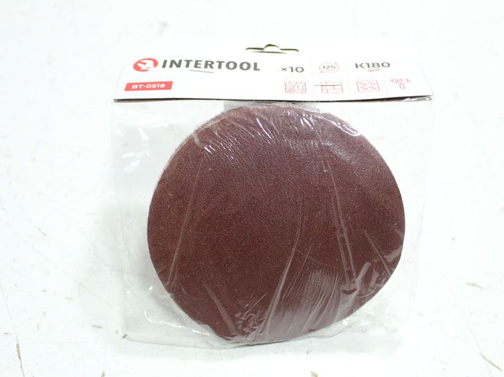 Круг наждачный самоклеющийся 125 мм P 180 (10 шт.) Intertool BT-0506