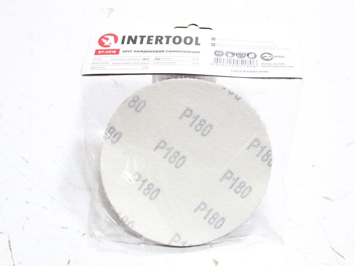 Круг наждачный самоклеющийся 125 мм P 180 (10 шт.) Intertool BT-0506 фото 2