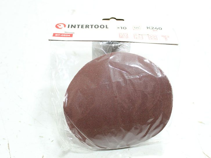 Круг наждачный самоклеющийся 125 мм P 240 (10 шт.) Intertool BT-0506