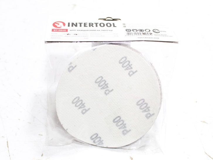 Круг наждачный самоклеющийся 125 мм P 400 (10 шт.) Intertool BT-0506 фото 2