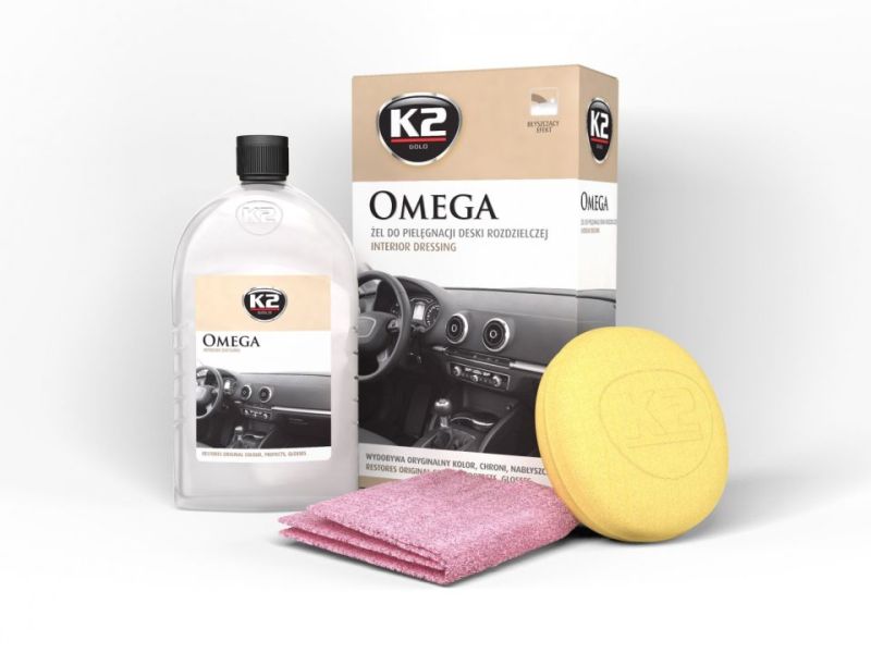 Гель для ухода за приборной панелью GOLD OMEGA + аппликатор + микрофибра бутылка 500 мл G410 K2 фото 2