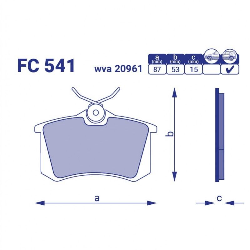 Колодки задние тормозные VW Golf II-IV,Jetta,Passat,Polo I, Partner, Doblo, Berlingo (Н-15.0mm) WVA 20961 FriCo