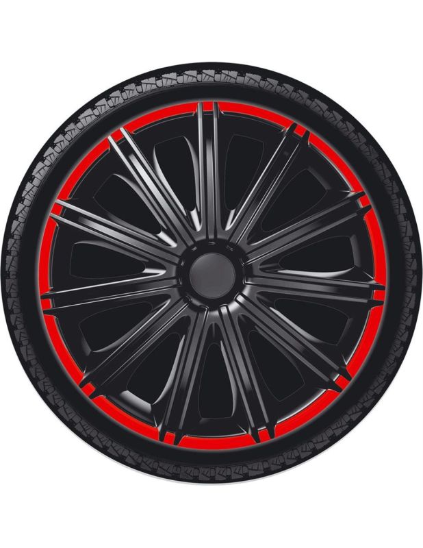 Колпаки автомобильные (4шт) 13 Nero R черные с красным ободком фото 2